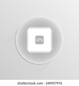 Microchip web icon - Vector on a white button with shadow 