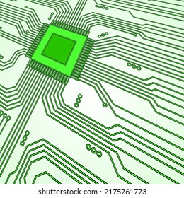 Microcircuit background. Microprocessor. Electronic circuit. Vector microcircuit. Printed circuit board.