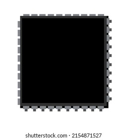 Chip de microcircuito. Elemento para el circuito de radio. Objeto aislado en fondo blanco. Detalle de electrónica. Vector.