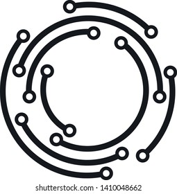 microcircuit circle black and white sign. technology electronic isolated vector image