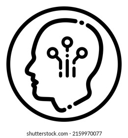 Microcircuit In The Head Circle Flat Icon Isolated On White Background