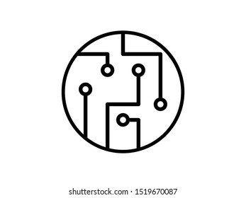 Microcircuit icon, processor icon, technology symbol. Motherboard, chip icon