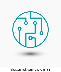 Microcircuit icon, processor icon, technology symbol. Motherboard, chip icon