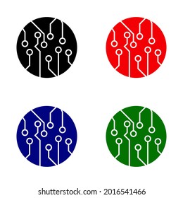 Microcircuit icon, processor icon, technology symbol. Motherboard, chip icon, vector illustration