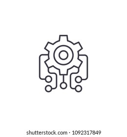 Microcircuit linear icon concept. Microcircuit line vector sign, symbol, illustration.