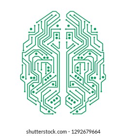 Microcircuit shaped as the human brain, abstract art