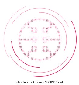 The microcircuit symbol filled with pink dots. Vector illustration on white background