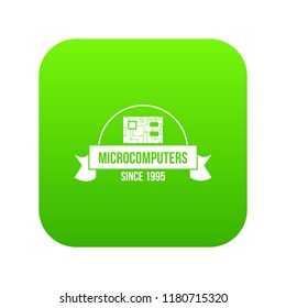 Microcomputers icon green vector isolated on white background