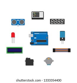 Micro-controller Electronic Board, Electronic components View - Vector