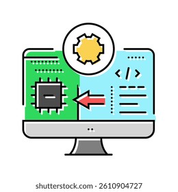 microcontroller programming electronics color icon vector. microcontroller programming electronics sign. isolated symbol illustration