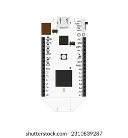 Microcontroller-Based Circuit Board Vector Illustration: Depicting the Integration and Power of a Microcontroller in a Circuit Board Design for Various Electronics Applications
