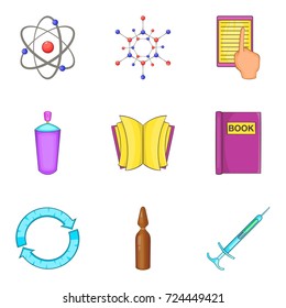 Microcosm icons set. Cartoon set of 9 microcosm vector icons for web isolated on white background
