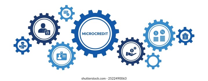 Microcredit Banner Concept: Trust-Based Loans, Personal Credit Profiles, Bank Interest and Small Loans