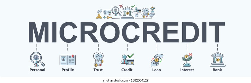 Microcredit banner web icon for business and financial. Bank, loan, profile, credit, trust and interest. Minimal vector infographic.