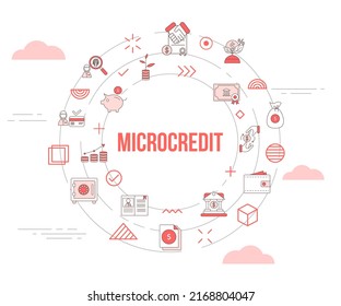 microcredit concept with icon set template banner and circle round shape