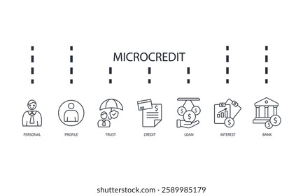 Microcredit icons set isolated on White Background Flat style design