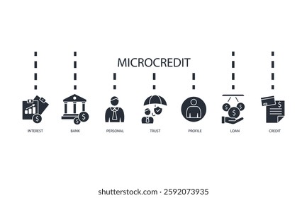 Microcredit icons set isolated on White Background Flat style design