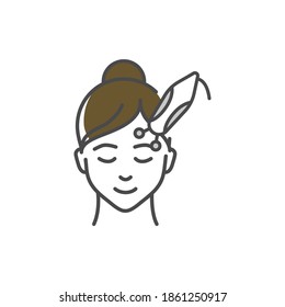 Icono de la línea de color de la cara de la microterapia. Pictograma para página web, aplicación móvil, promoción.