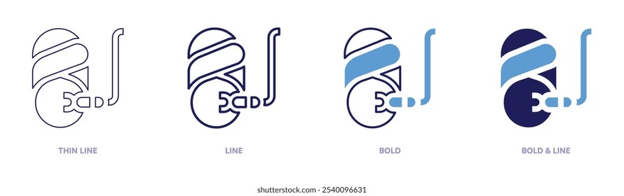 Ícone de microcorrentes em 4 estilos diferentes. Linha fina, Linha, Negrito e Linha Negrito. Estilo duotônico. Traçado editável.