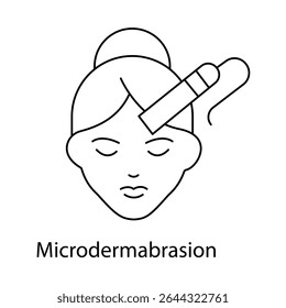Microdermoabrasão Esfoliação Wand Representando Renovação da Pele e ícone de Rejuvenescimento com traço editável.