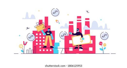 Microeconomics vector illustration. Flat tiny 