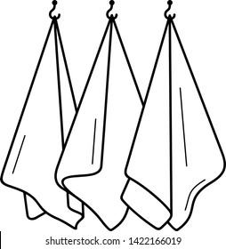 Microfiber towels. Vector outline icon isolated on white background.