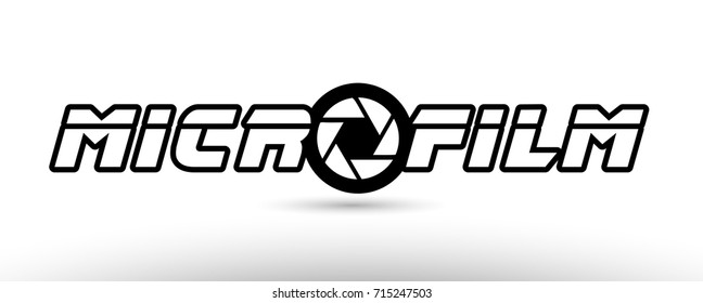 microfilm text photo camera concept with aperture logo on white background