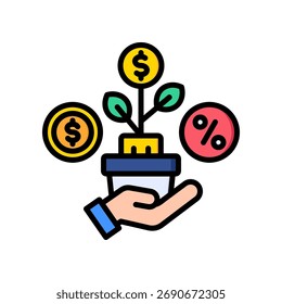Microfinance Icon Lineal Color Vector Illustration