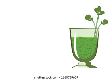 Microgreen. Green smoothie with microgreens. Color image. there is a place for text. Vector illustration.