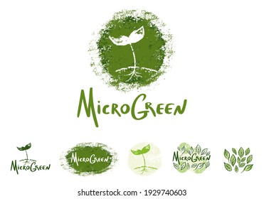 Microgreens or baby greens , lettering, logo,illustration objects
