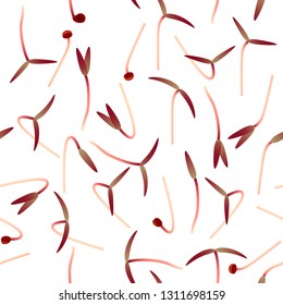 Microgreens Red Amaranth. Sprouting seeds of a plant. Seamless pattern. Isolated on white. Vitamin supplement, vegan food