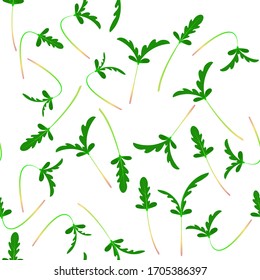 Microgreens Shungiku. Sprouting seeds of a plant. Seamless pattern. Vitamin supplement, vegan food.