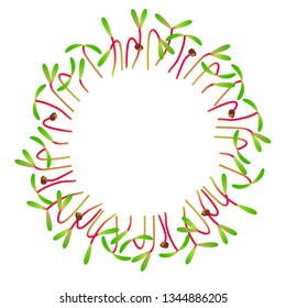 Microgreens Swiss Chard. Arranged in a circle. Vitamin supplement, vegan food