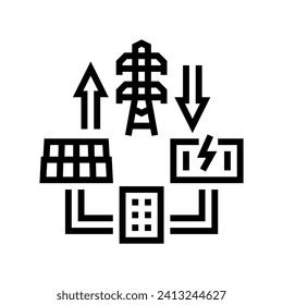 microgrids electric grid line icon vector. microgrids electric grid sign. isolated contour symbol black illustration