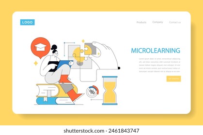 Microlearning concept. Bite-sized education modules for efficient skill acquisition. Focused and flexible learning approach. Vector illustration
