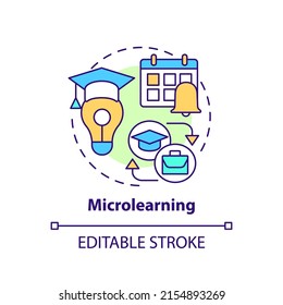 Microlearning concept icon. Short time learning content. Online education trend abstract idea thin line illustration. Isolated outline drawing. Editable stroke. Arial, Myriad Pro-Bold fonts use