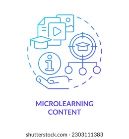 Microlearning content blue gradient concept icon. Micro learning component abstract idea thin line illustration. Short elearning sessions. Isolated outline drawing. Myriad Pro-Bold font used