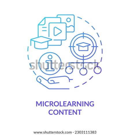 Microlearning content blue gradient concept icon. Micro learning component abstract idea thin line illustration. Short elearning sessions. Isolated outline drawing. Myriad Pro-Bold font used