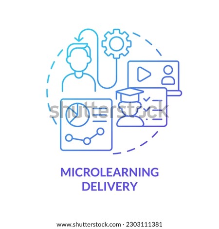 Microlearning delivery blue gradient concept icon. Micro learning module abstract idea thin line illustration. Online educational platforms. Isolated outline drawing. Myriad Pro-Bold font used
