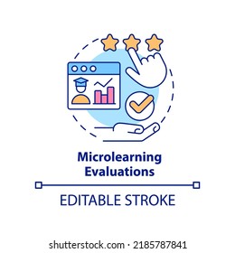 Microlearning Evaluations Concept Icon. Micro Learning Module Abstract Idea Thin Line Illustration. Performance Assessment. Isolated Outline Drawing. Editable Stroke. Arial, Myriad Pro-Bold Fonts Used