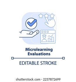 Microlearning evaluations light blue concept icon. Micro learning module abstract idea thin line illustration. Assessment. Isolated outline drawing. Editable stroke. Arial, Myriad Pro-Bold fonts used
