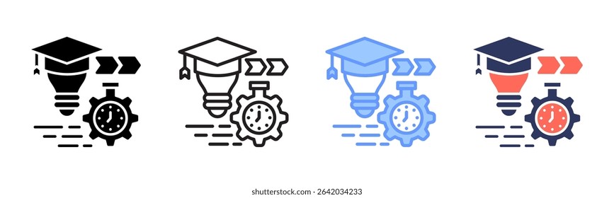 Microlearning icon sheet multiple style collection