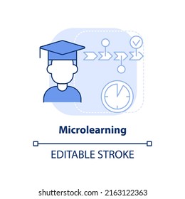 Microlearning light blue concept icon. New skill you can learn abstract idea thin line illustration. Small content pieces. Isolated outline drawing. Editable stroke. Arial, Myriad Pro-Bold fonts used
