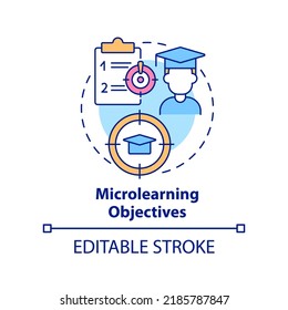 Microlearning Objectives Concept Icon. Micro Learning Module Abstract Idea Thin Line Illustration. Targeted Information. Isolated Outline Drawing. Editable Stroke. Arial, Myriad Pro-Bold Fonts Used