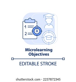 Microlearning objectives light blue concept icon. Micro learning module abstract idea thin line illustration. Isolated outline drawing. Editable stroke. Arial, Myriad Pro-Bold fonts used