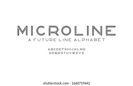 Microline: Modern line alphabet vector design set a to z. Typography futuristic fonts. Line stylish typeface display uppercase.