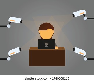 micromanagement boss that monitor and control you in every single step of your work vector