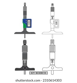 micrometer dept measuring instrument icon vector simple design