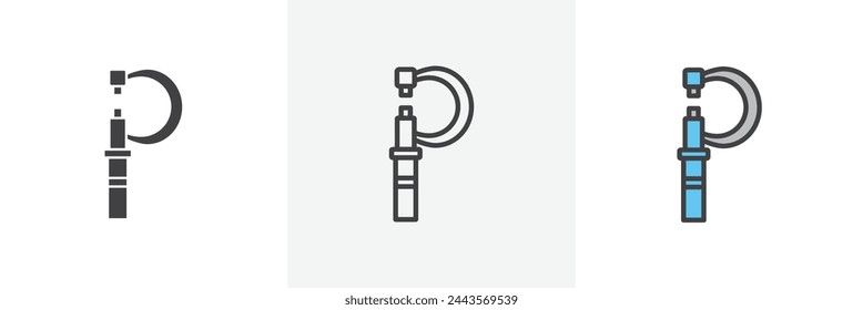 Micrometer Engineering and Measurement Icons. Precise Industrial and Diameter Gauging Tools.