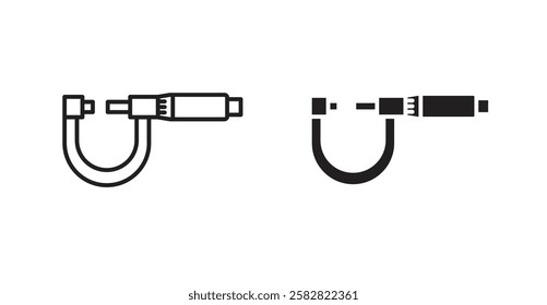 Micrometer filled and outlined icons vectors on white background